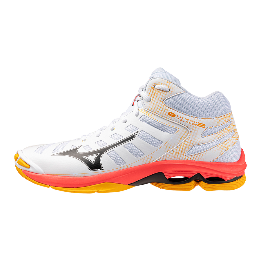 Mizuno WAVE VOLTAGE 2 MID White/Fiery Coral 2/Citrus